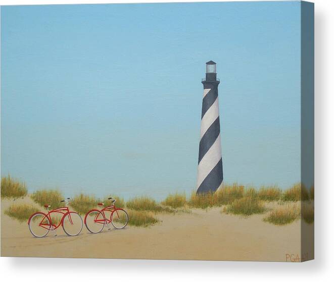 Cape Hatteras Canvas Print featuring the painting Arriving at Cape Hatteras by Phyllis Andrews