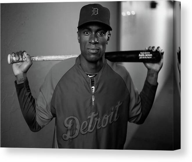 American League Baseball Canvas Print featuring the photograph Austin Jackson by Jared Wickerham