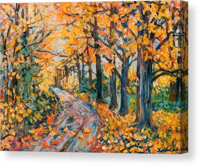 Autumn Canvas Print featuring the painting Autumn Road by Kendall Kessler