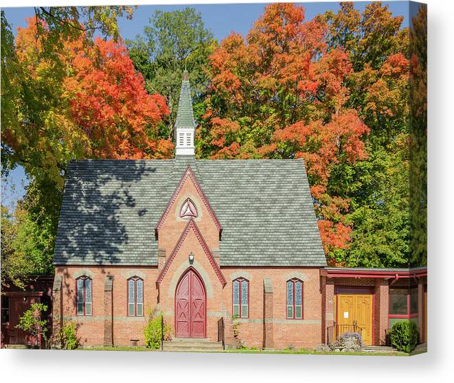 First Presbyterian Church Canvas Print featuring the photograph Autumn Surroundings by Cate Franklyn