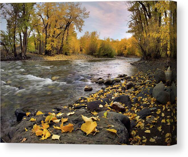 Nature Canvas Print featuring the photograph Autumn Yellow River by Leland D Howard