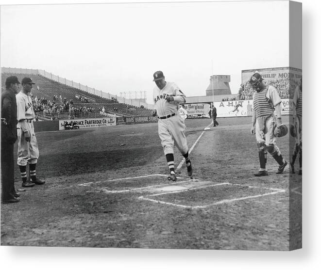 Baseball Cap Canvas Print featuring the photograph Babe Ruth by Fpg