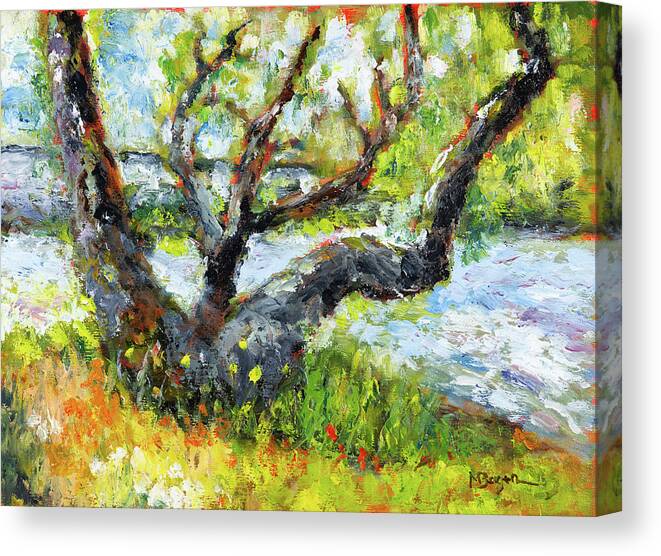Ona Beach Canvas Print featuring the painting Beaver Creek at Ona Beach by Mike Bergen