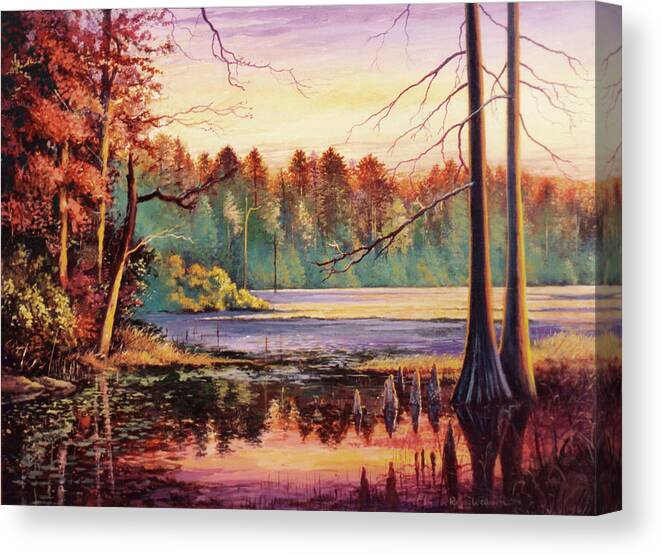 Big Thicket Canvas Print featuring the painting Big Thicket Swamp by Randy Welborn