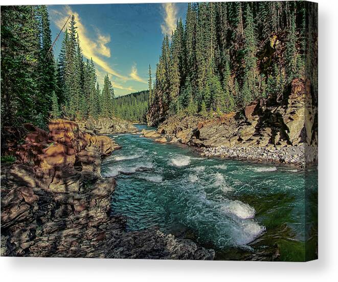 Stream Canvas Print featuring the photograph Bighorn River -02 by Phil And Karen Rispin