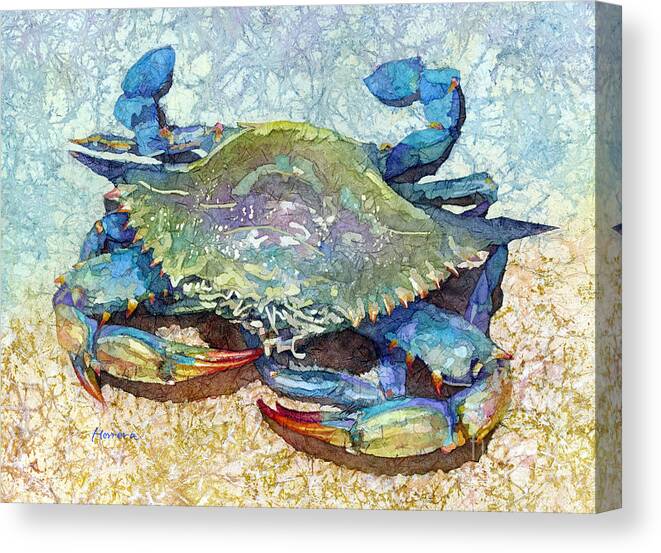 Crab Canvas Print featuring the painting Blue Crab-pastel colors by Hailey E Herrera