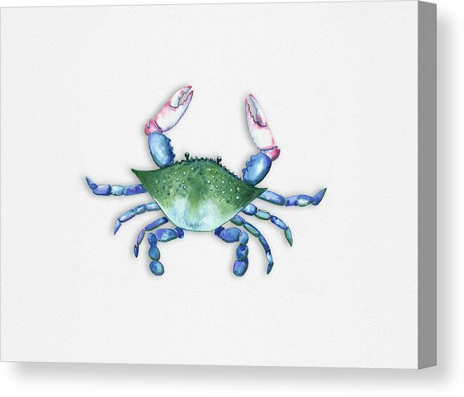 Crab Canvas Print featuring the painting Blue, Green, Red Crab by Michele Fritz