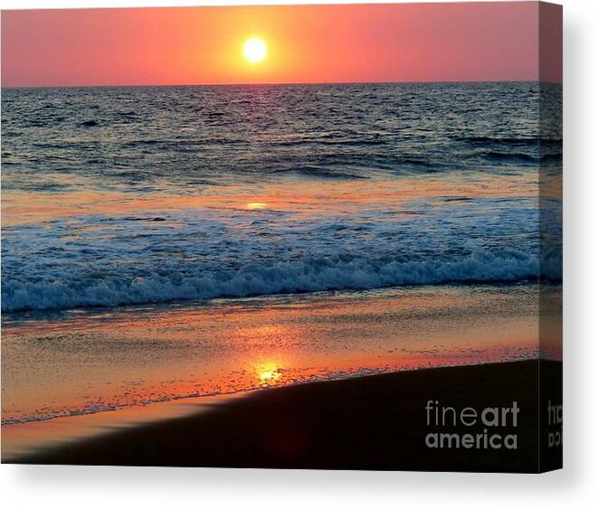 Orange Reflections On Water Canvas Print featuring the photograph Blue Wave by Rosanne Licciardi