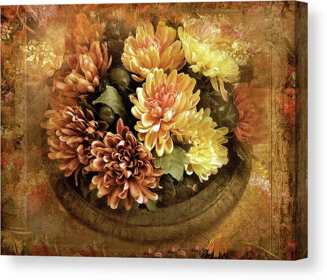 Flowers Canvas Print featuring the photograph Bordered Mums by Jessica Jenney