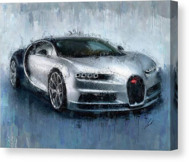 Car Canvas Print featuring the painting Bugatti Chiron painting by Vart by Vart