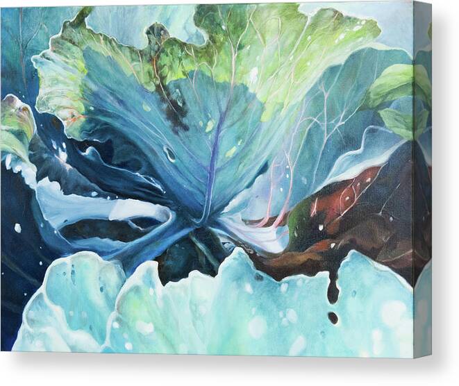 Cabbage Leaves Canvas Print featuring the painting Cabbage Story 1 by Carol Klingel