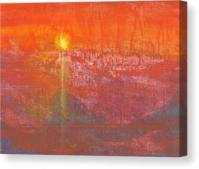 Day 92 Canvas Print featuring the painting Canadian Sunset by Bill Tomsa