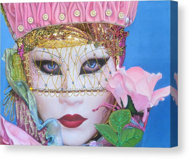 Mixed Media Painting Canvas Print featuring the mixed media Carolinia from the Carnival of Venice Anni Adkins by Anni Adkins