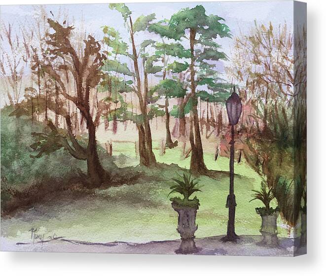 Landscape Canvas Print featuring the painting Stanhill Court in Charlwood by Roxy Rich