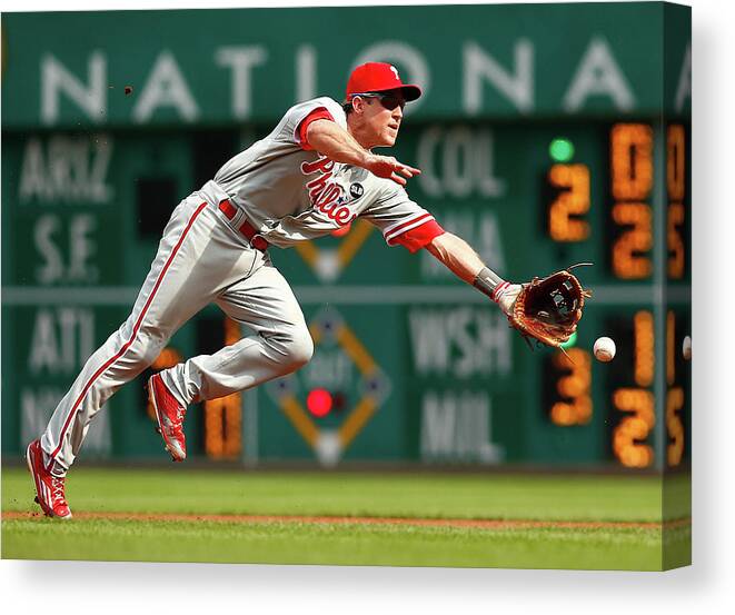 Second Inning Canvas Print featuring the photograph Chase Utley by Jared Wickerham
