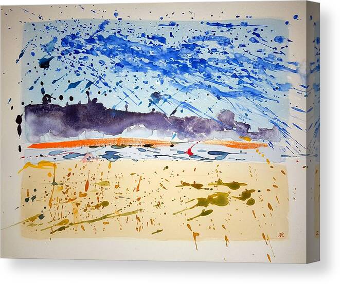 Watercolor Canvas Print featuring the painting Chatham Harbor by John Klobucher