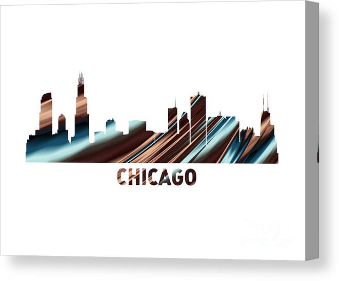 Chicago Canvas Print featuring the digital art Chicago Skyline on White by Elisabeth Lucas