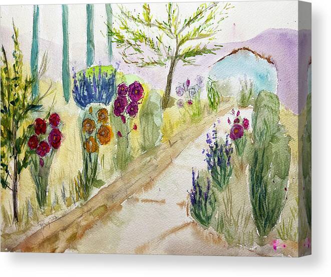 Gershon Bachus Vintners Canvas Print featuring the painting Christinas Garden at GBV by Roxy Rich