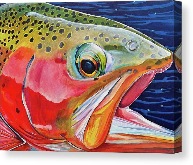 Trout Canvas Print featuring the painting Chromatic Catch by Mark Ray