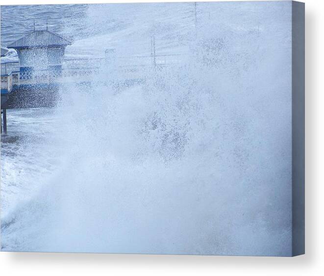 Waves Canvas Print featuring the photograph Close one by Christopher Rowlands