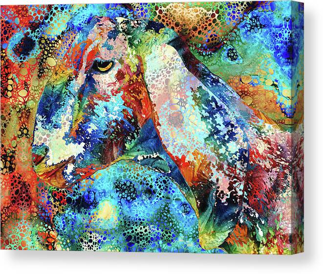 Goat Canvas Print featuring the painting Colorful Goat Art - Hidden Gem by Sharon Cummings