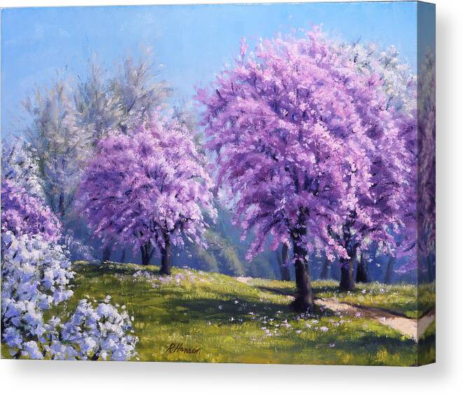 Landscape Canvas Print featuring the painting Como Park Blossoms by Rick Hansen