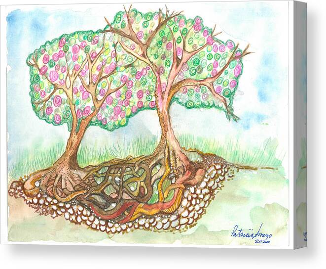 Roots Canvas Print featuring the painting Connection by Patricia Arroyo