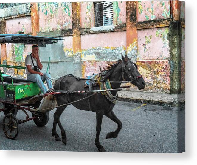 Havana Cuba Canvas Print featuring the photograph Cuban Taxi by Tom Singleton