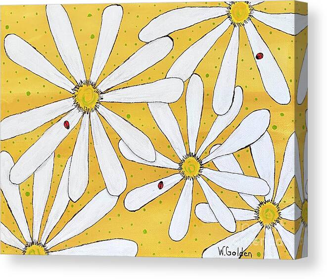 Daisy Canvas Print featuring the painting Daisy Ladies by Wendy Golden