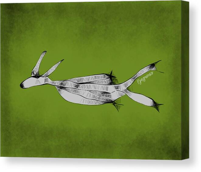 Deer Canvas Print featuring the digital art Long ear deer-eagle cruising by Ljev Rjadcenko