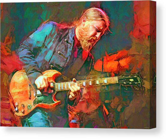 Derek Trucks Canvas Print featuring the mixed media Derek Trucks Plays the Blues by Mal Bray