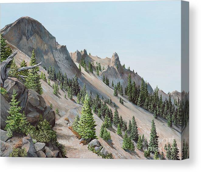 Landscape Canvas Print featuring the painting Devil's Peak, Oregon by Elizabeth Mordensky