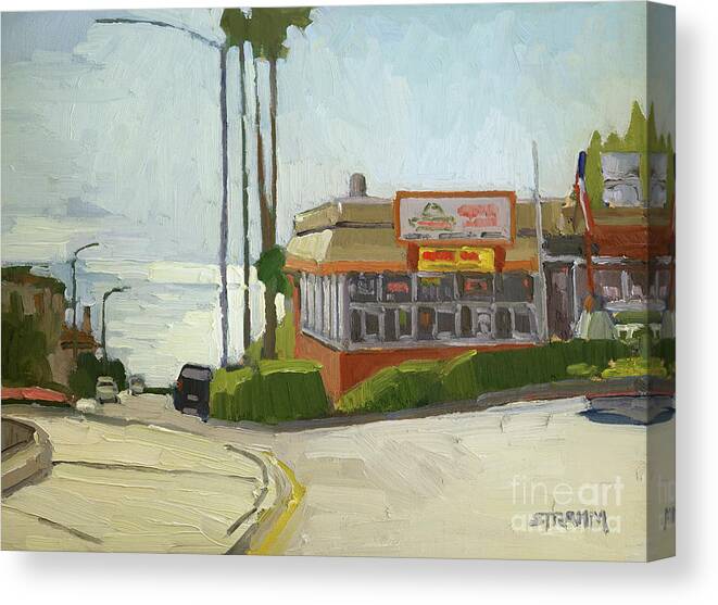 Don Bravo Canvas Print featuring the painting Don Bravo Grill and Cantina - La Jolla, California by Paul Strahm
