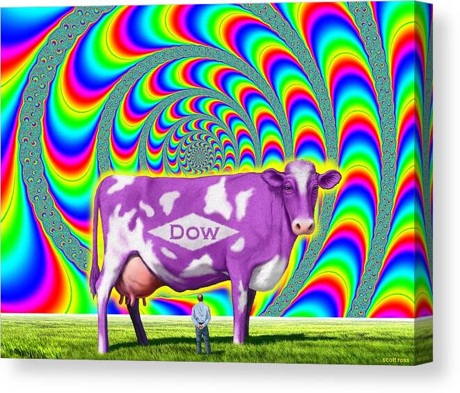 Environment Canvas Print featuring the digital art Dow Cow by Scott Ross