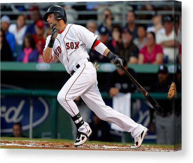 American League Baseball Canvas Print featuring the photograph Dustin Pedroia by J. Meric