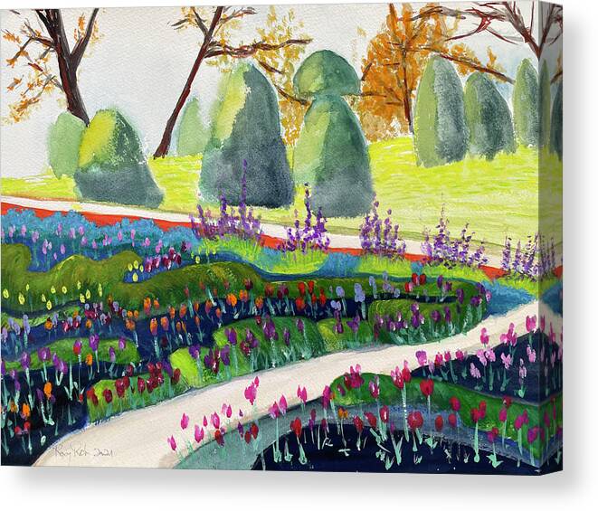 Tulips Canvas Print featuring the painting English Tulip Garden by Roxy Rich