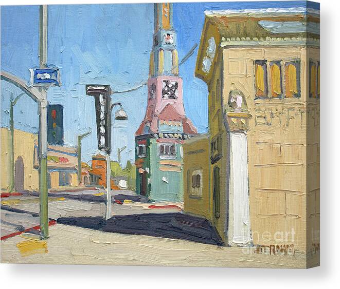 Euclid Tower Canvas Print featuring the painting Euclid Tower - City Heights, San Diego, California by Paul Strahm