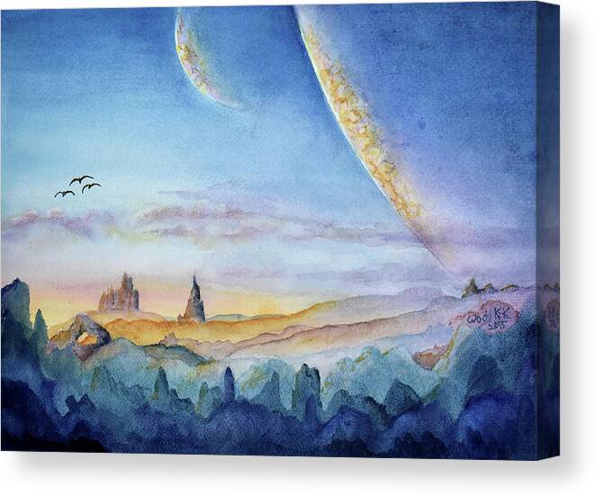 Extraterrestrial Canvas Print featuring the painting Extraterrestrial Sunset by Wendy Keeney-Kennicutt