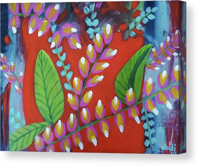 Red Canvas Print featuring the painting Fabric design 1 by Renate Wesley
