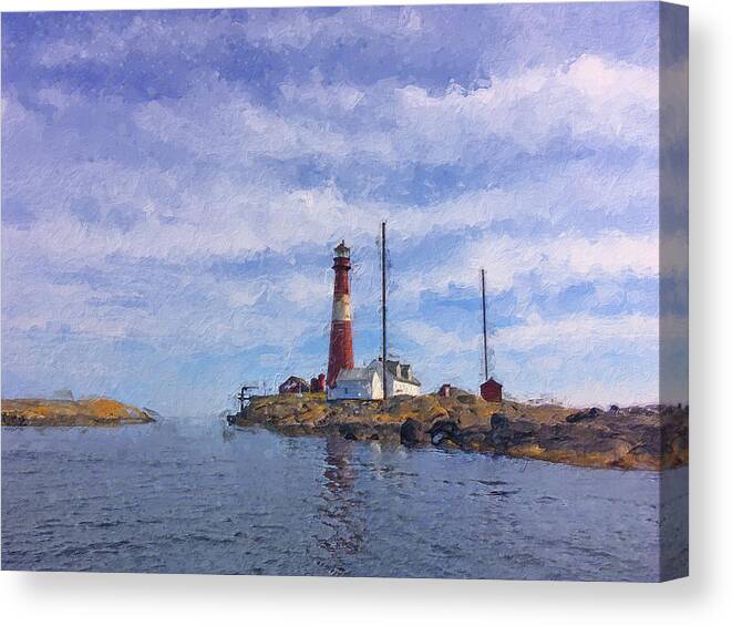 Lighthouse Canvas Print featuring the digital art Faerder lighthouse by Geir Rosset