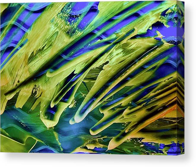 Streaks Canvas Print featuring the mixed media Feathered Abstract 2883 by Vicki Hone Smith