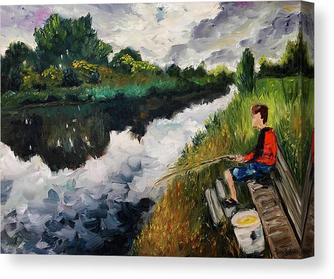 Fishing Canvas Print featuring the painting Fishing in Groningen by Roxy Rich