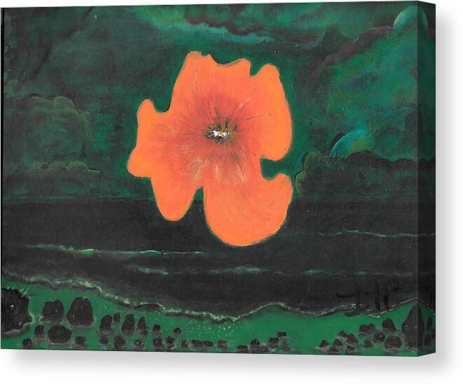 Supermoon Canvas Print featuring the painting Flower Moon by Esoteric Gardens KN