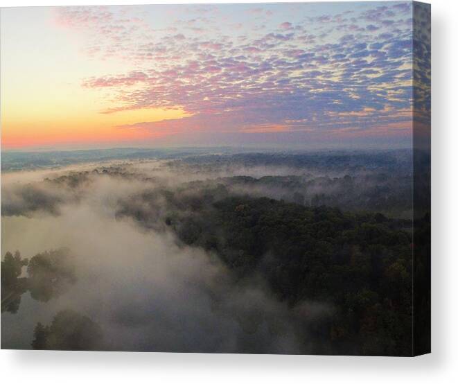  Canvas Print featuring the photograph Foggy Sunrise by Brad Nellis