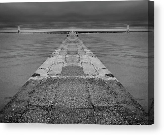 Waves Canvas Print featuring the digital art Frankfort Pier Reflection 2 by Pelo Blanco Photo