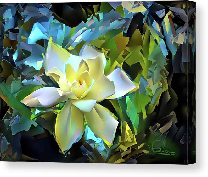 Flower Canvas Print featuring the digital art Gardenia Blossom 2 by Ludwig Keck