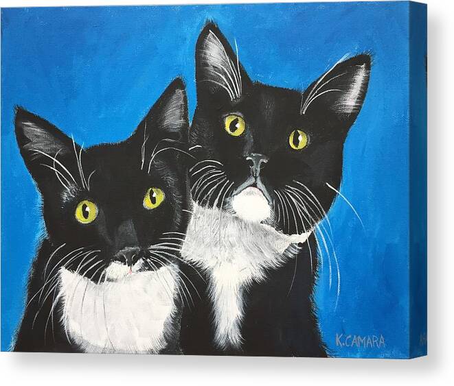 Pets Canvas Print featuring the painting George and Grayson by Kathie Camara