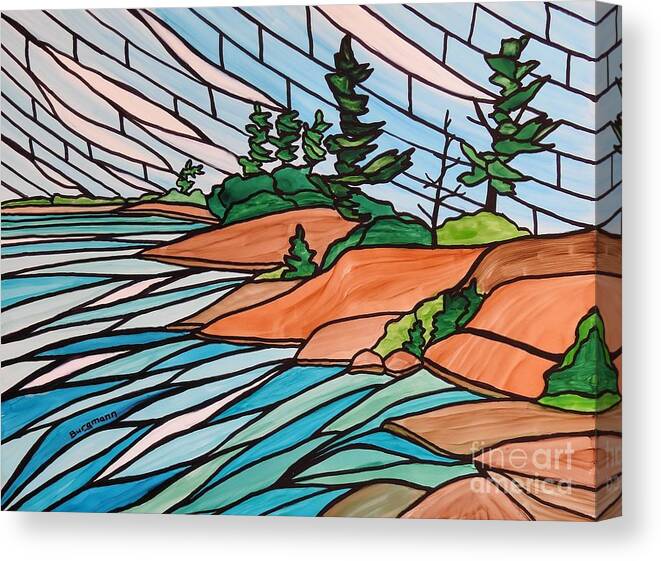 Alcohol Ink Canvas Print featuring the painting Georgian Bay SG12 by Petra Burgmann