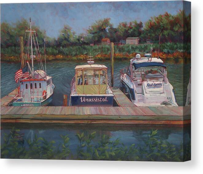 Power Boats Canvas Print featuring the painting Getaway by Marguerite Chadwick-Juner