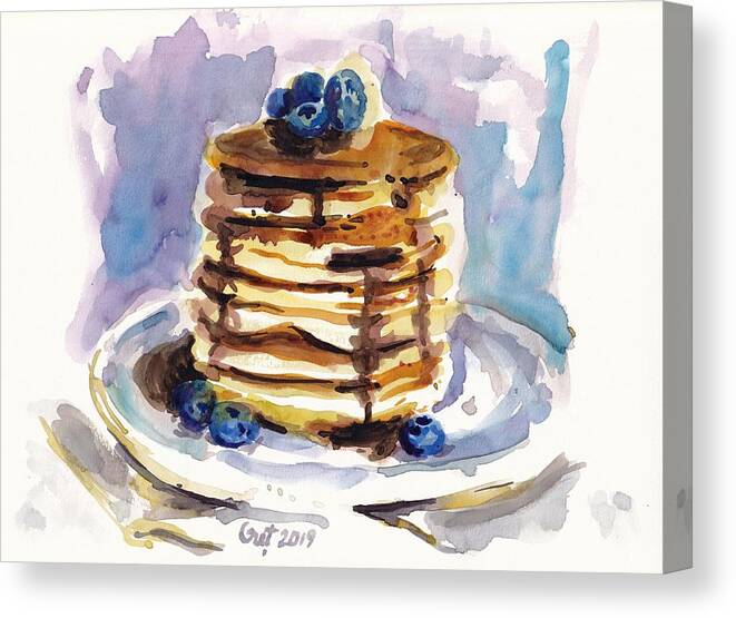 Pancake Canvas Print featuring the painting Good Morning by George Cret
